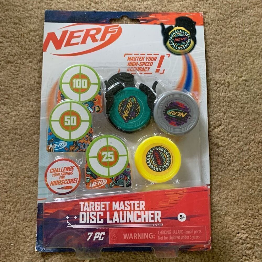Nerf 7 Pc Target Master Disc Launcher *New*